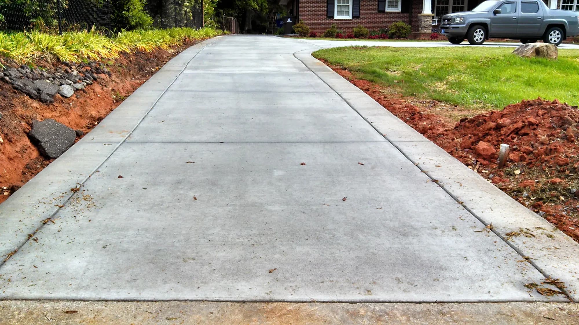 Finished broom-finished concrete driveway in Winston-Salem, NC