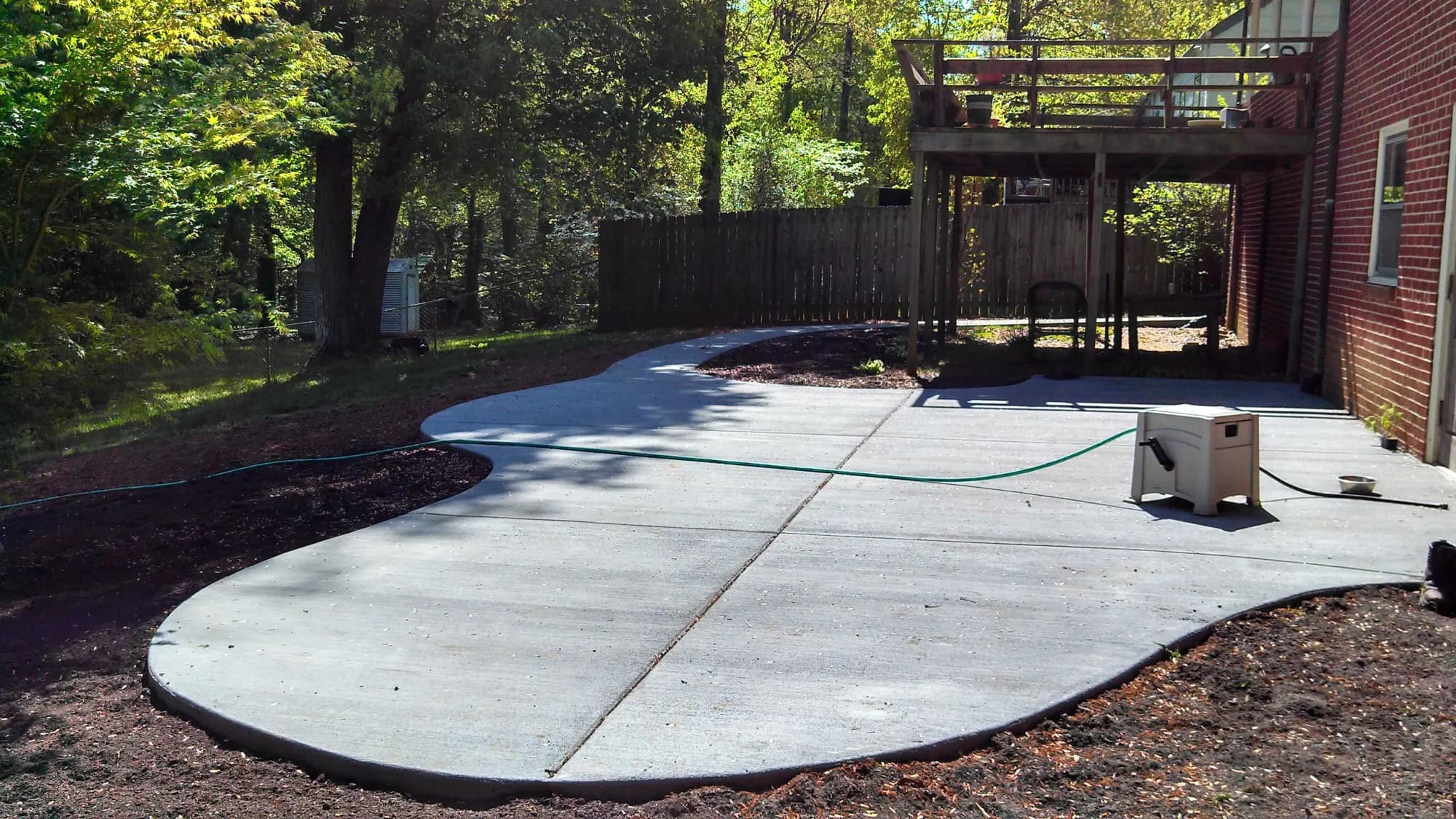 New concrete patio and walkway with a broom finish in Kernersville, NC