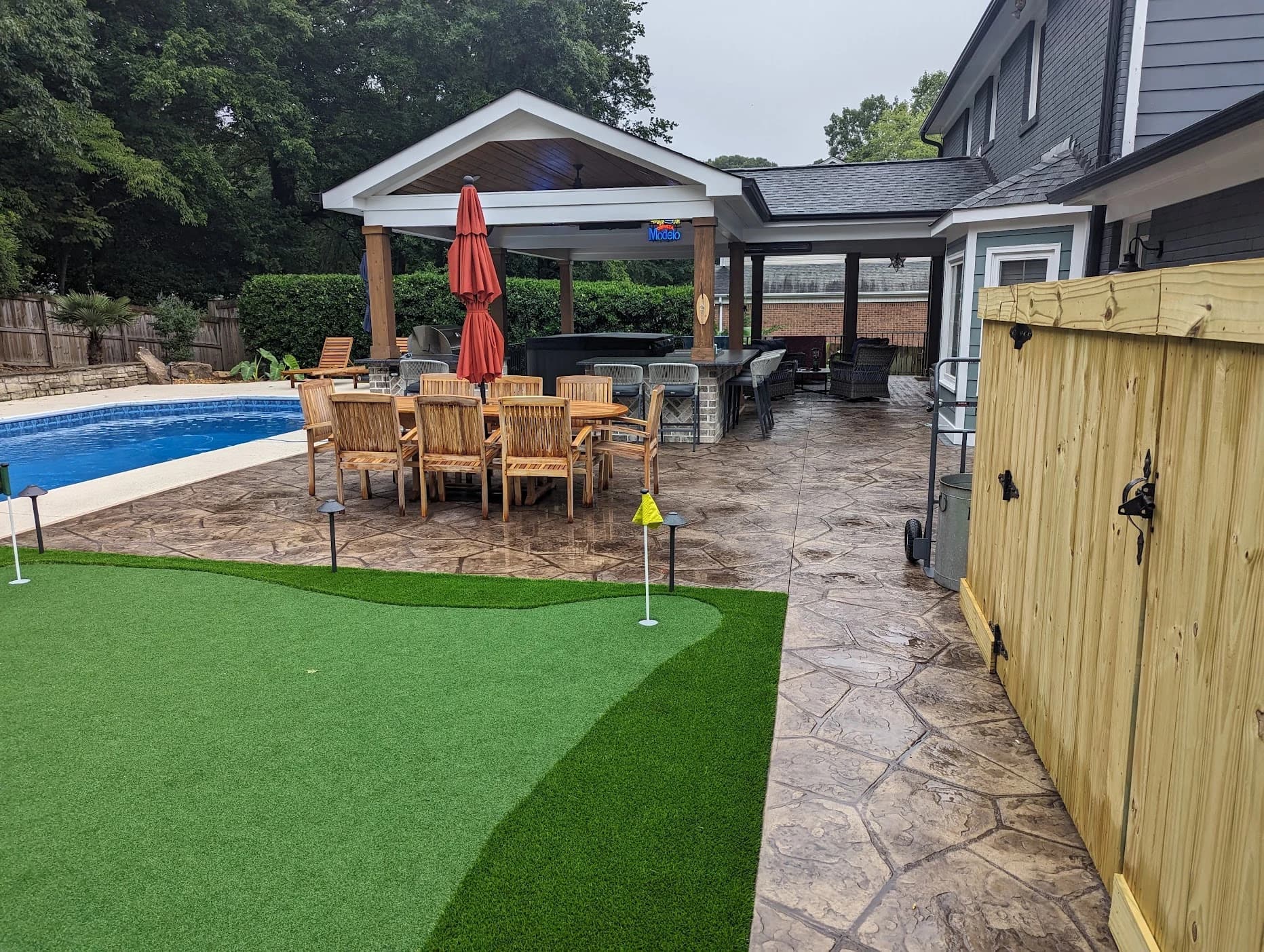Large flagstone stamped concrete patio by Page Concrete in High Point, NC