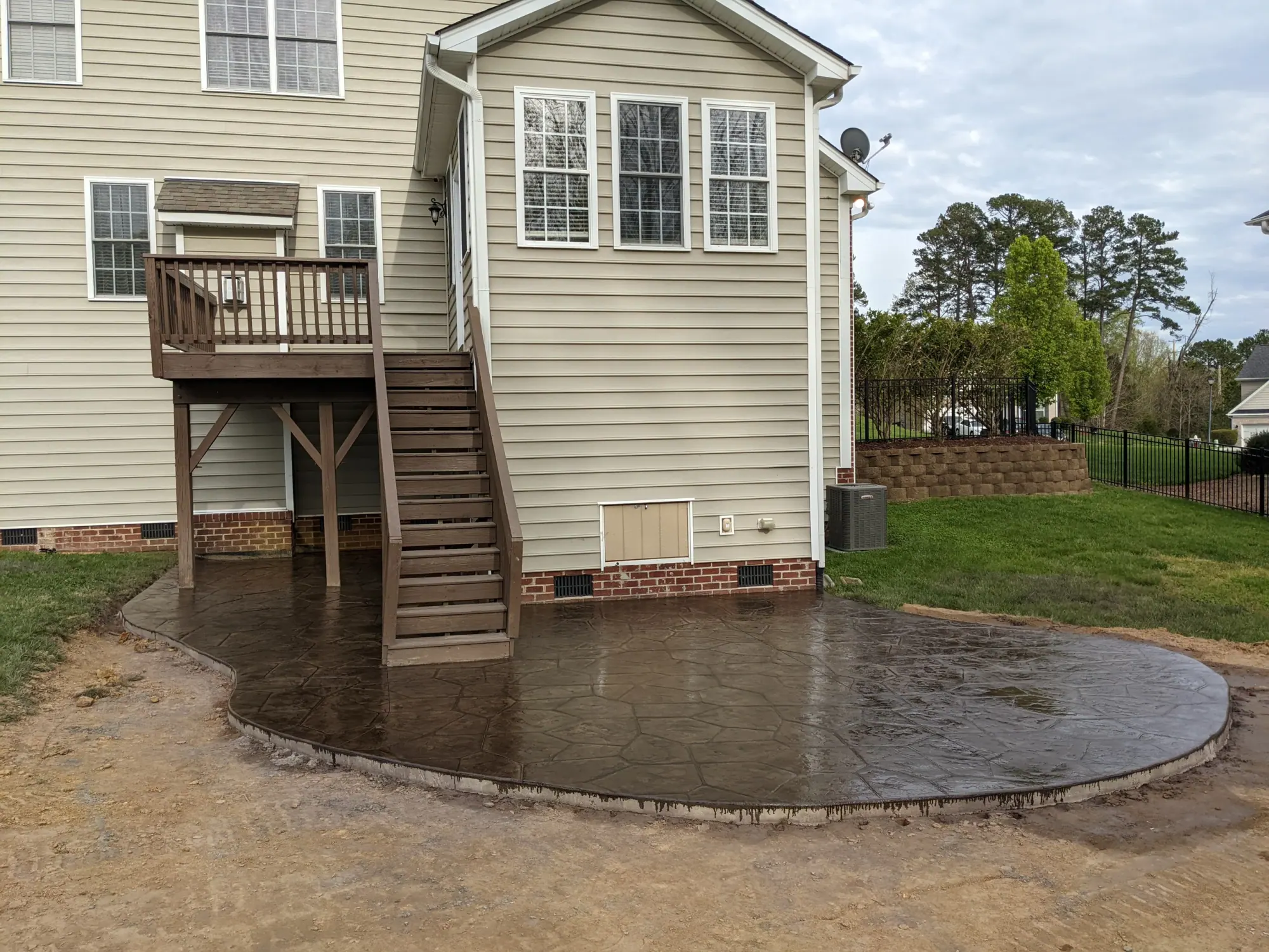 Large-flagstone stamped concrete patio in High Point, NC