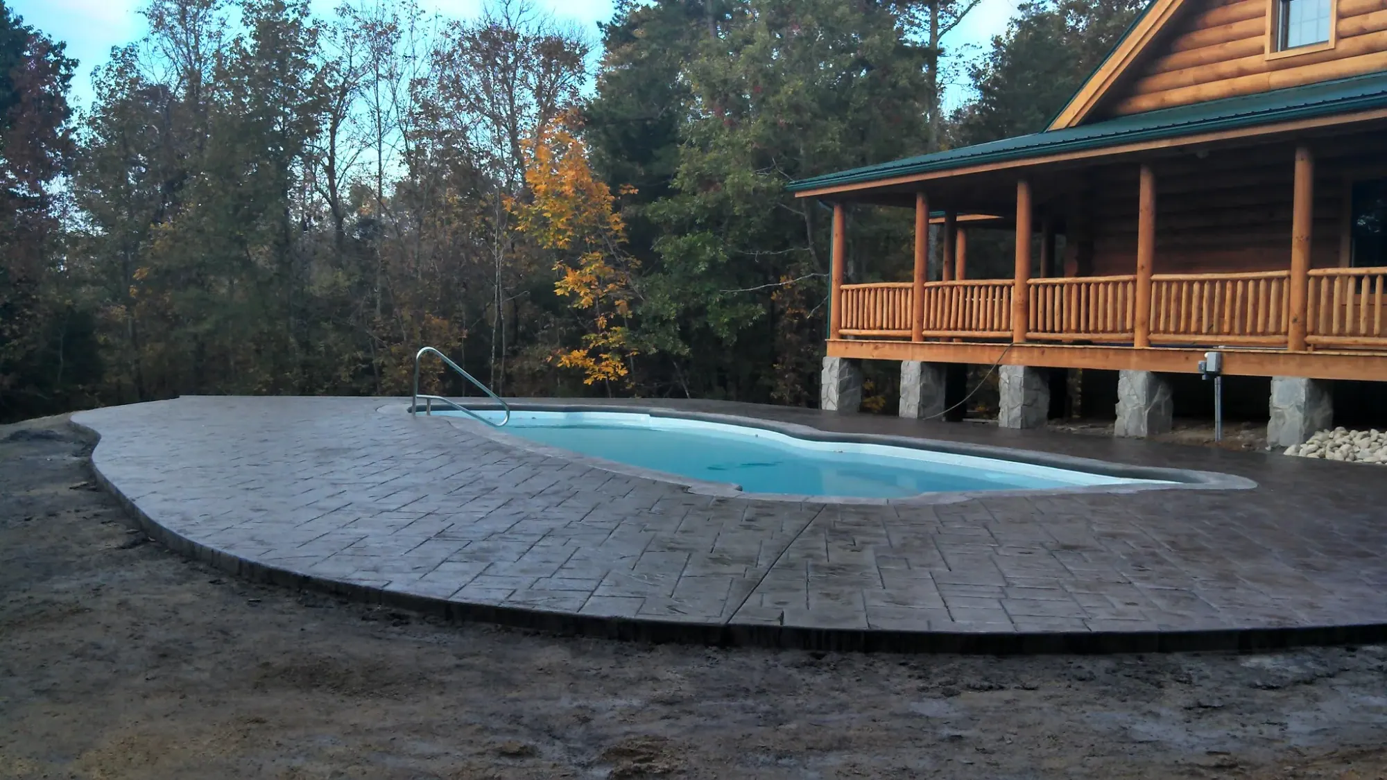 Small ashlar slate stamped concrete in slate gray with dark gray release, Lewisville, NC